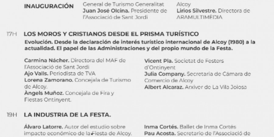 Jornadas el 12 y 13 de abril en el Casal de Sant Jordi de Alcoy
